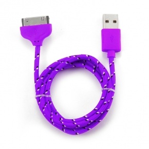 USB - Apple Dock Connector дата-кабель Konoos в нейлоновой оплетке 1 м, фиолетовый